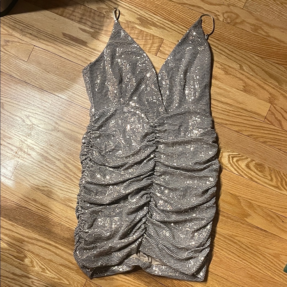Astr Silver Sequin Mini Dress